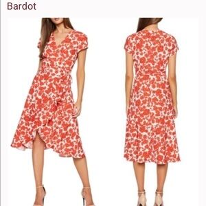 Bardot Fiesta Red and White Floral Faux Wrap Dress size XS New with tags